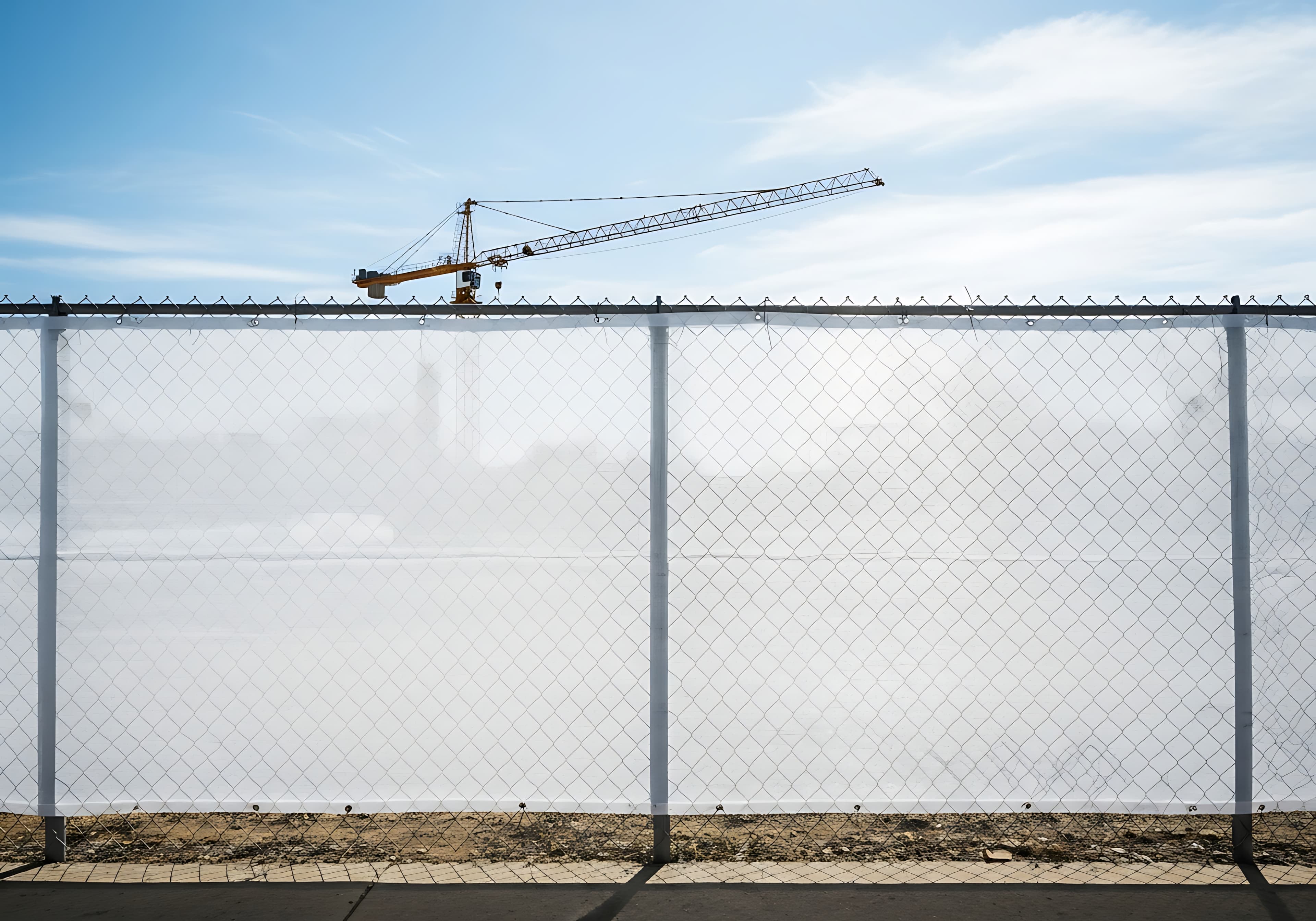 Chain-link fencing on a job site