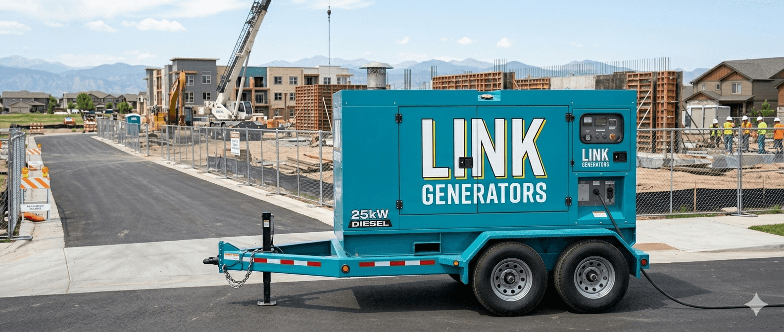 25 kW towable diesel generator on a job site