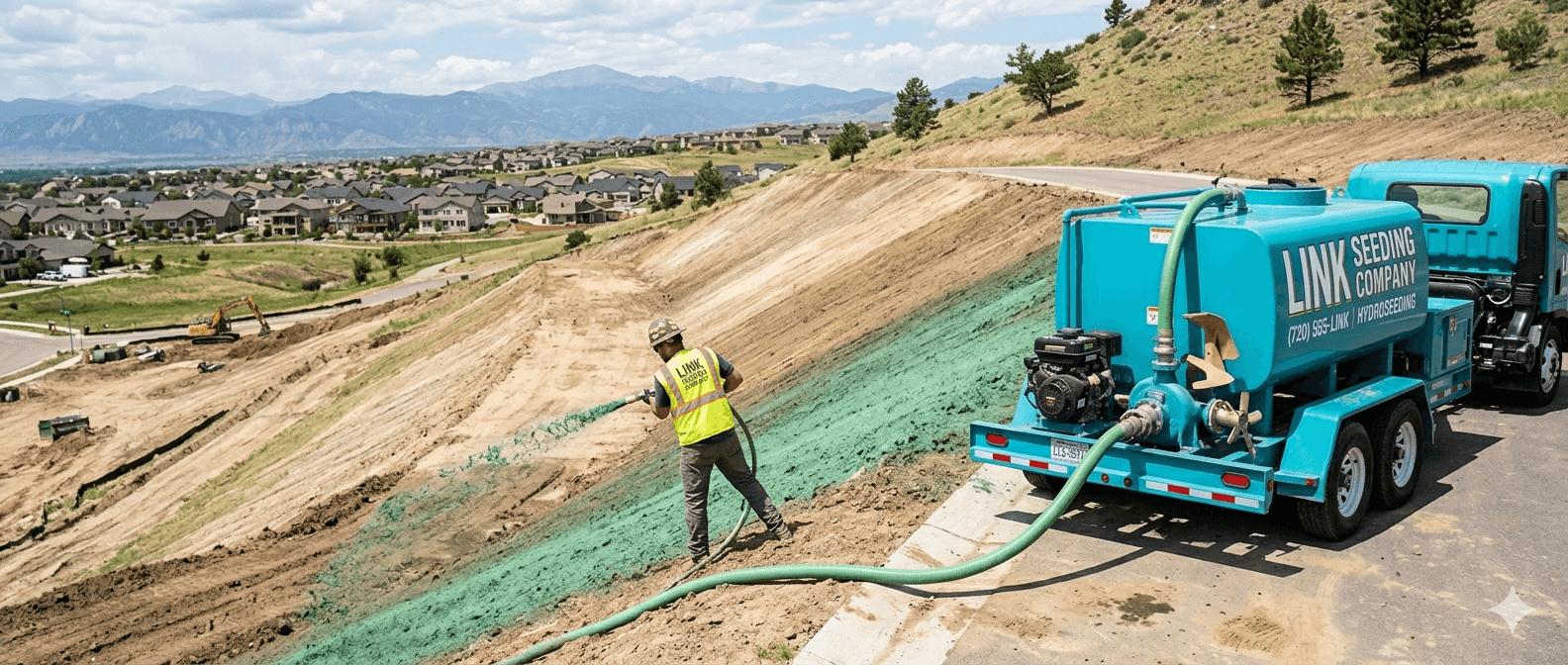 Hydroseeding in progress