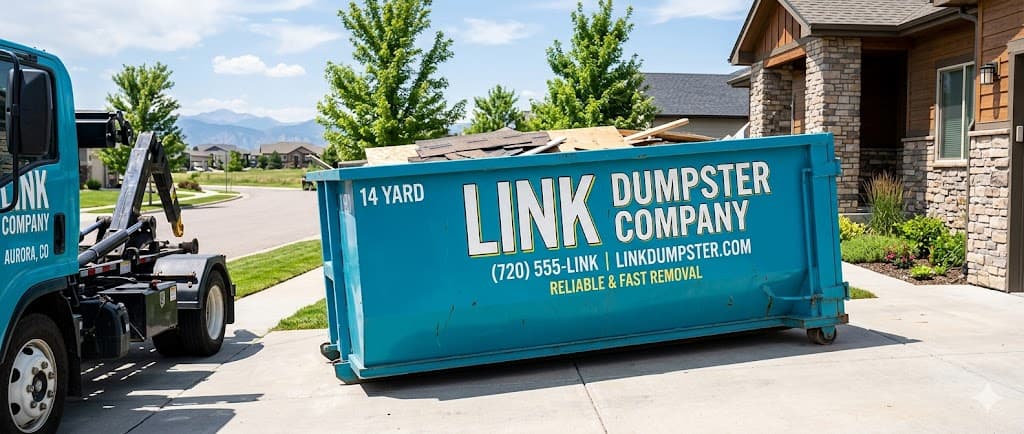 Roll-off dumpster on a driveway